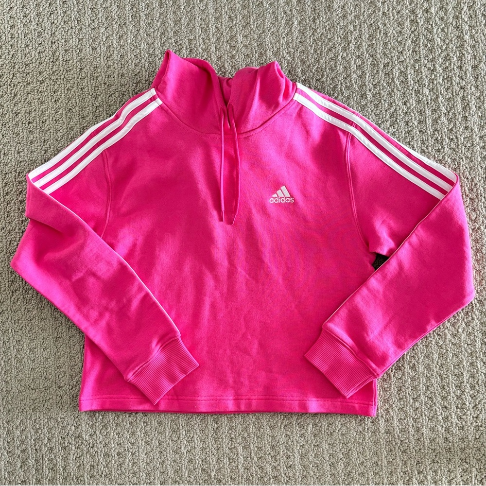 NWT Adidas Hot Pink Cotton Terry Hoodie